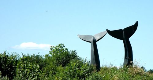 A sculpture of whales in Vermont