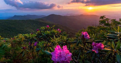 Sunset over the Blue Ridge Mountains in North Carolina.