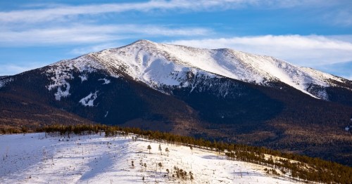a snow-covered mountain at Humphreys Peak near Flagstaff, Arizona