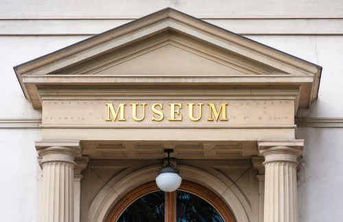 Entrance to a museum featuring the main entryway and architectural details.