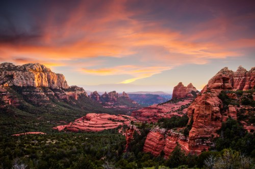 Sunsetting over red rocks