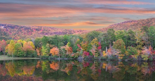 Fall Foliage Reflected in the Lake at Cheaha State Park, Alabama