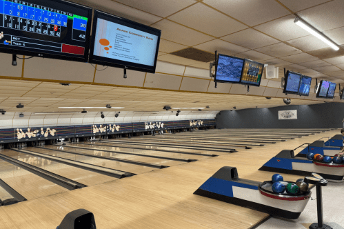 The bowling lanes at the "Cove Bowling and Entertainment" complex in Great Barrington, Massachusetts.