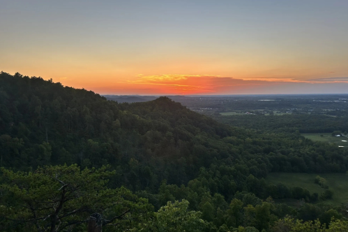 Yellow and orange sunset in Berea College Forest in Kentucky