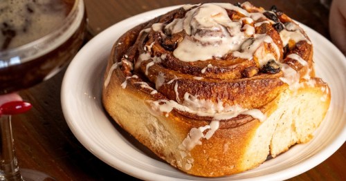 A decadent cinnamon bun from The Range Café.