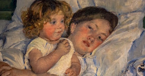 Mary Cassatt painting of a mother holding her young child.