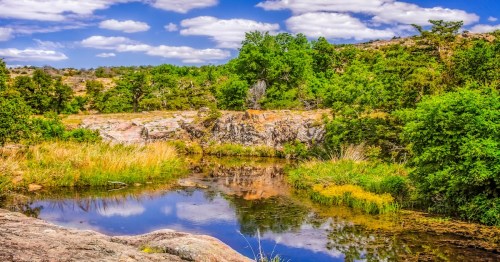 Reflections on pond at Charons Garden Wilderness Wichita Mountains Wildlife Refuge Lawton OK