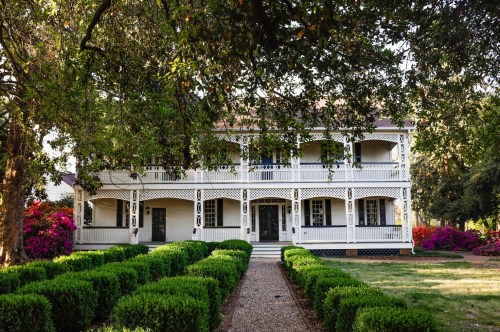 The Bigger House welcome center at Glencairn Gardens in South Carolina.