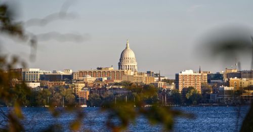 View of the Wisconsin State Capital in Madison, WI.