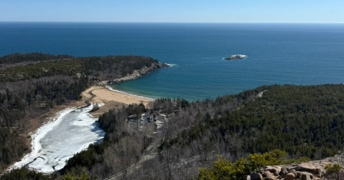 The view from a gorge hike in Maine overlooking the landscape.