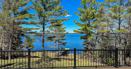 A view of a pristine Minnesota lake from the deck of an Airbnb rental near Voyageurs National Park.