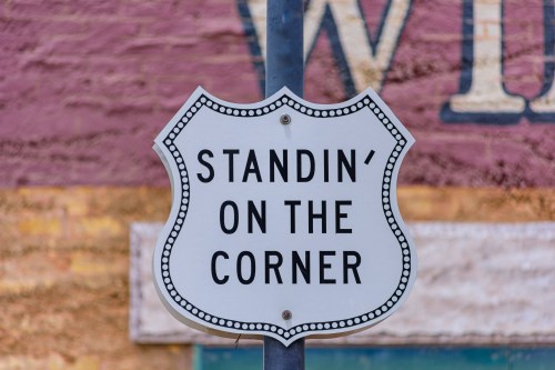 Standin' on the corner sign at route 66 in Winslow Arizona