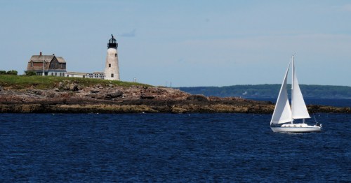 The Wood Island Lighthouse in Biddeford, Maine.