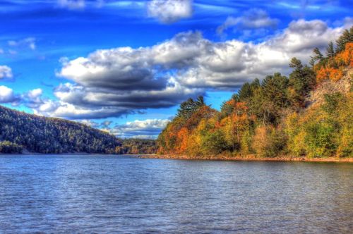 Fall foliage around a lake