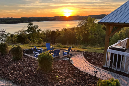Sunset over Douglas Lake in Newport, Tennessee, from a two-bedroom Airbnb