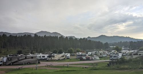 A campground in South Dakota with RVs