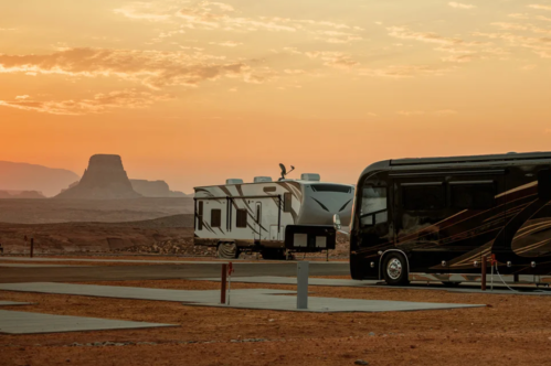 A sunset with the campground in the background