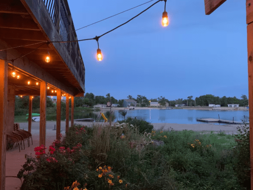 The view of the lake from the backyard of Crappie Cove at sunset
