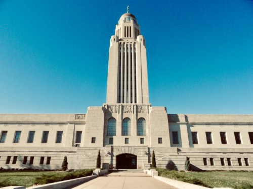 The Nebraska State Capitol Building on a sunny day