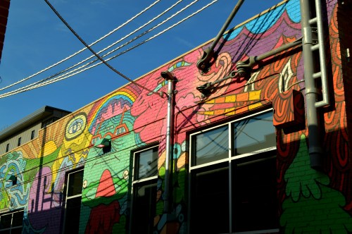 A colorful mural on the side of a building in Lincoln, Nebraska