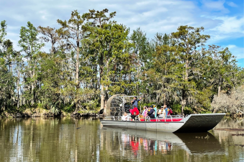 People on an airboat tour.