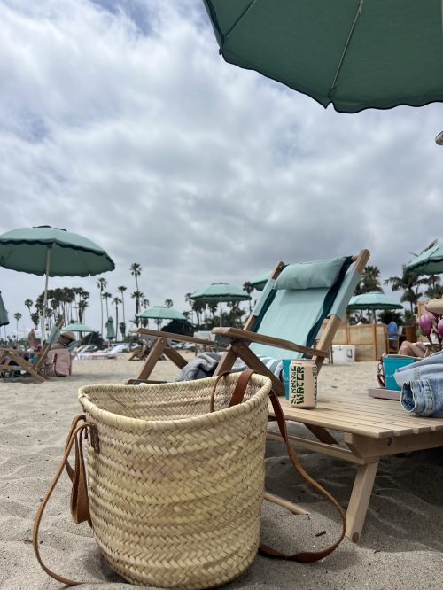 A cooler bag on the sand of The Barbara