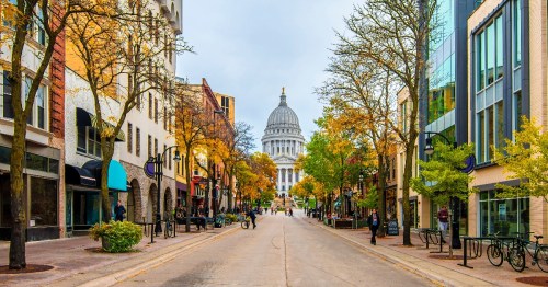 An autumn view of downtown Madison, Wisconsin
