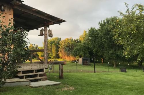 A rustic vacation rental on a farm.