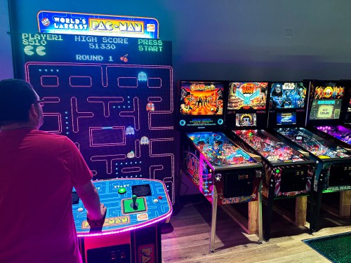 Playing a game at RETRO