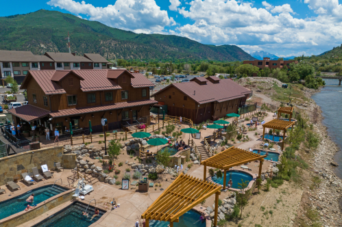 An aerial shot of the hot springs