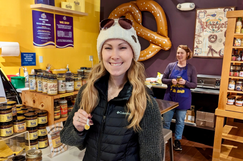 Trying mustard at the National Mustard Museum