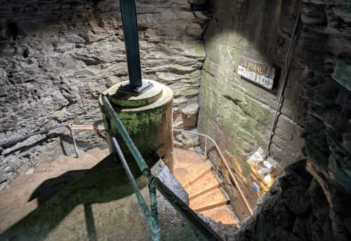 Spiral stone staircase inside a tower