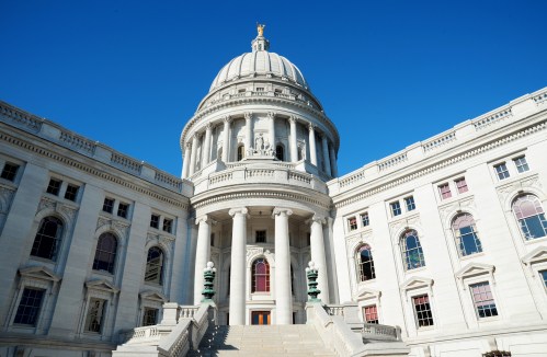 The Wisconsin State Capitol building in the daytime