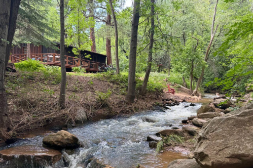 a cabin overlooks the east verde river in payson arizona