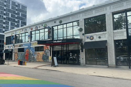 Exterior of the Grand Rapids Children's Museum, with colorful details on the building's exterior