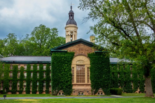The ivy-colored Nassau Hall in Princeton University