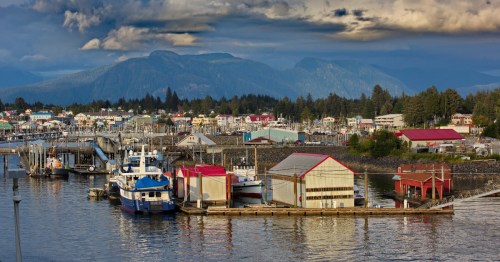 Looking toward the village of Petersburg, Alaska, on an overcast day.