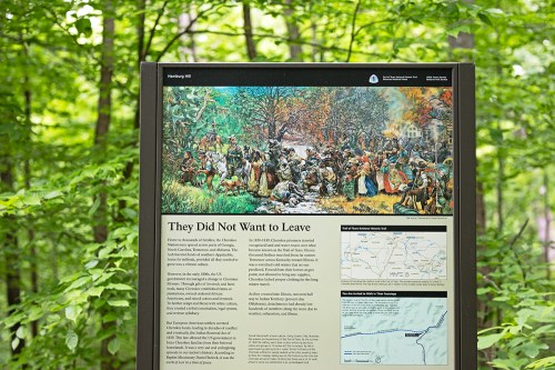 Education al display about the Trail of Tears in the forest