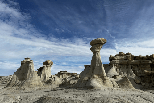 A hoodoo field at the Valley of Dreams
