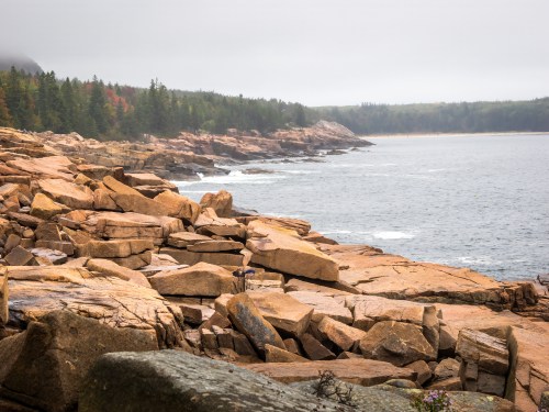 Rugged rocky Atlantic Ocean coast in Acadia National Park in Maine