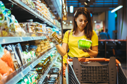 Young adult woman shopping at grocery store