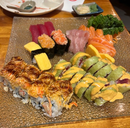 Colorful sushi platter at Miga Sushi in Denville