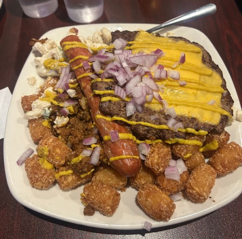 Garbage plate from Old Stone Tavern in Rochester, NY