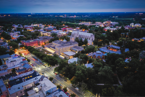 Aerial of Sunset in Princeton New Jersey