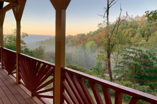 View of beginning of fall foliage from an Airbnb in Stanton, Kentucky