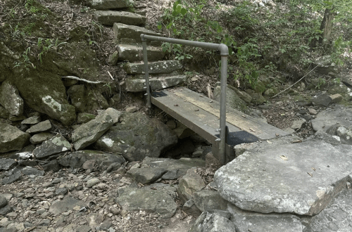 The bridge crossing the creek