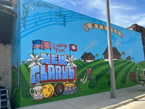 A mural in New Glarus decorating downtown