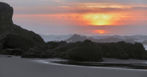 The gorgeous Pescadero State Beach at sunset