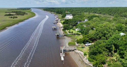 An aerial view of the low country in South Carolina