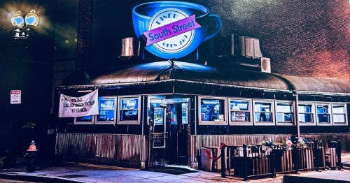 The neon glow of South Street Diner shines 24/7